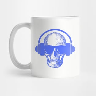 Skull And Phones, Blue Mug